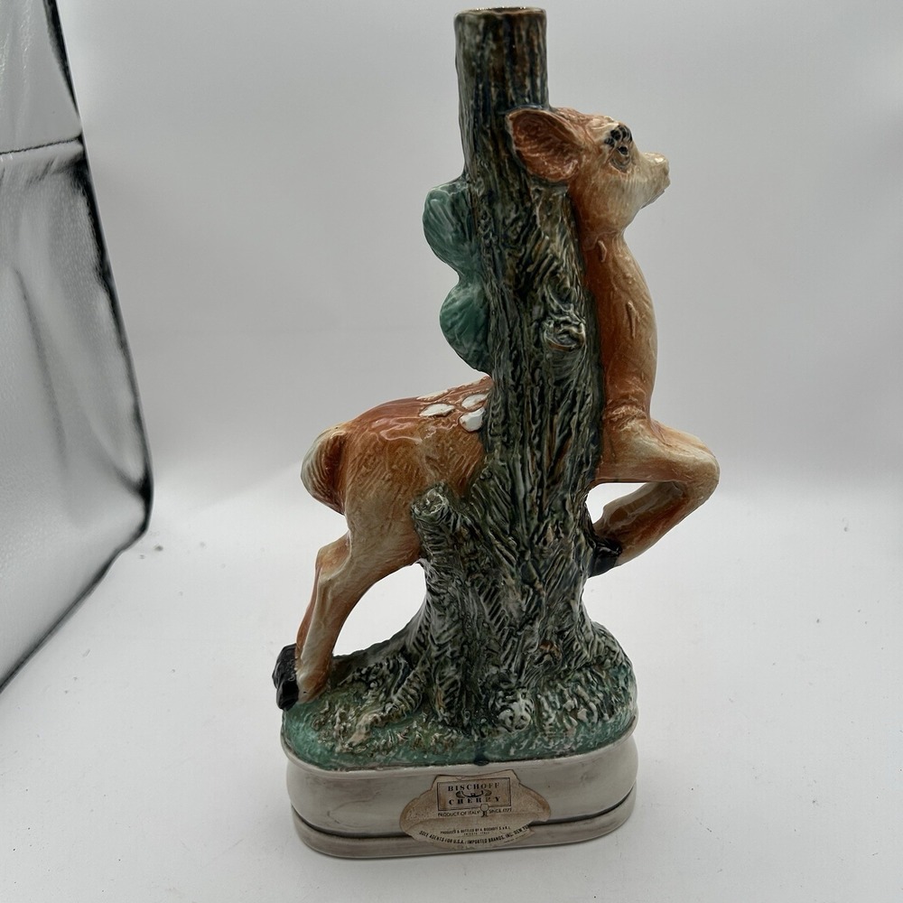Vintage Biscoff Cherry Deer/Fawn Decanter, Hand Painted in Italy cabin Flawed